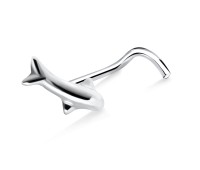 Polished Fish Silver Curved Nose Stud NSKB-84